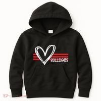 Bulldogs Team Pride School Spirit White Red Heart Kids Hoodie thumb 0