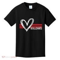 Bulldogs Team Pride School Spirit White Red Heart Kids T-Shirt thumb 0