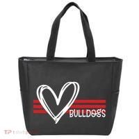 Bulldogs Team Pride School Spirit White Red Heart Tote Bag thumb 0