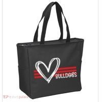 Bulldogs Team Pride School Spirit White Red Heart Tote Bag thumb 2