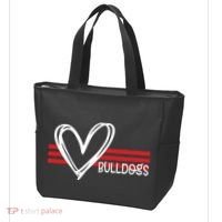 Bulldogs Team Pride School Spirit White Red Heart Tote Bag thumb 3