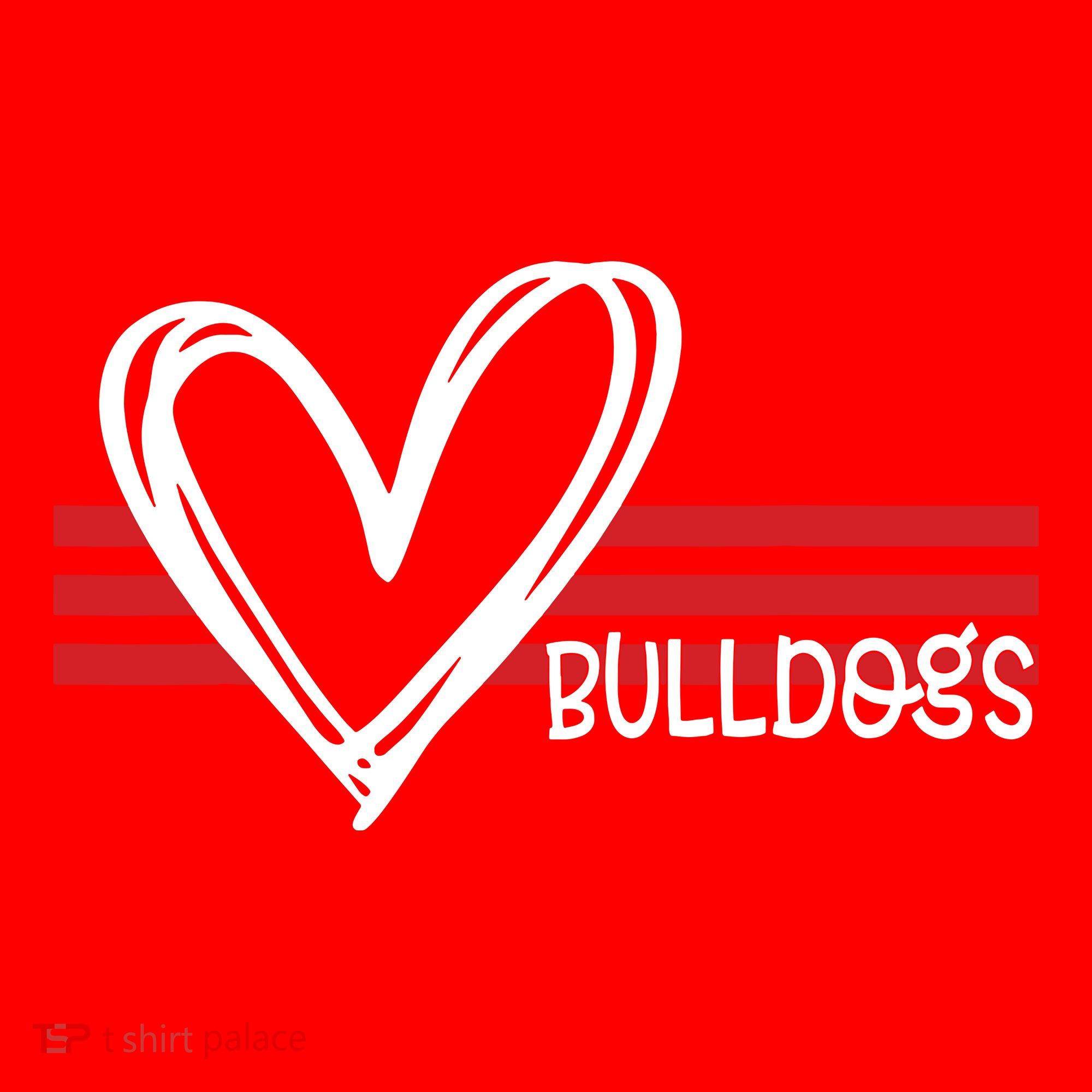 Bulldogs Team Pride School Spirit White Red Heart Santa Hat