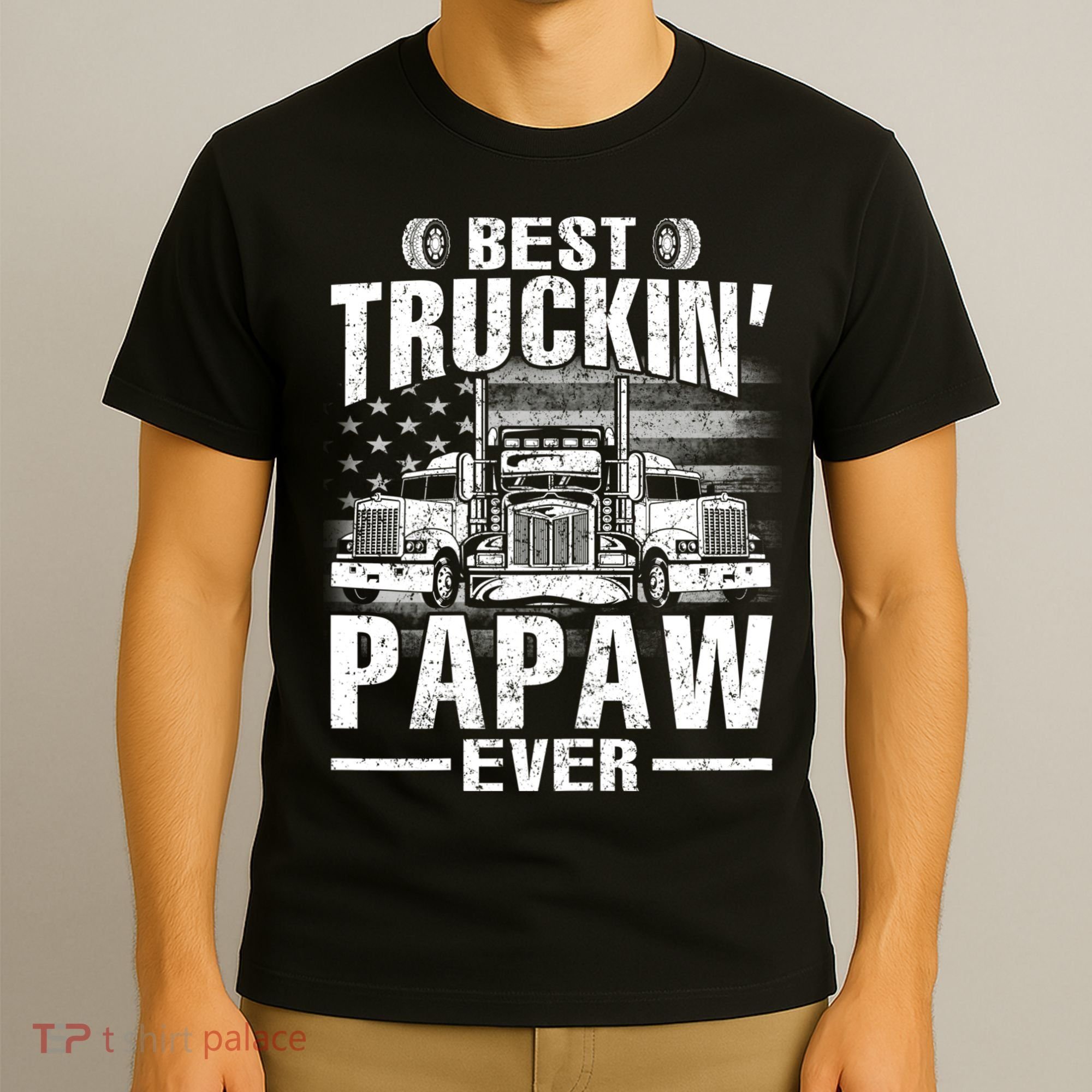 Best Truckin Papaw Ever Usa Flag T-Shirt