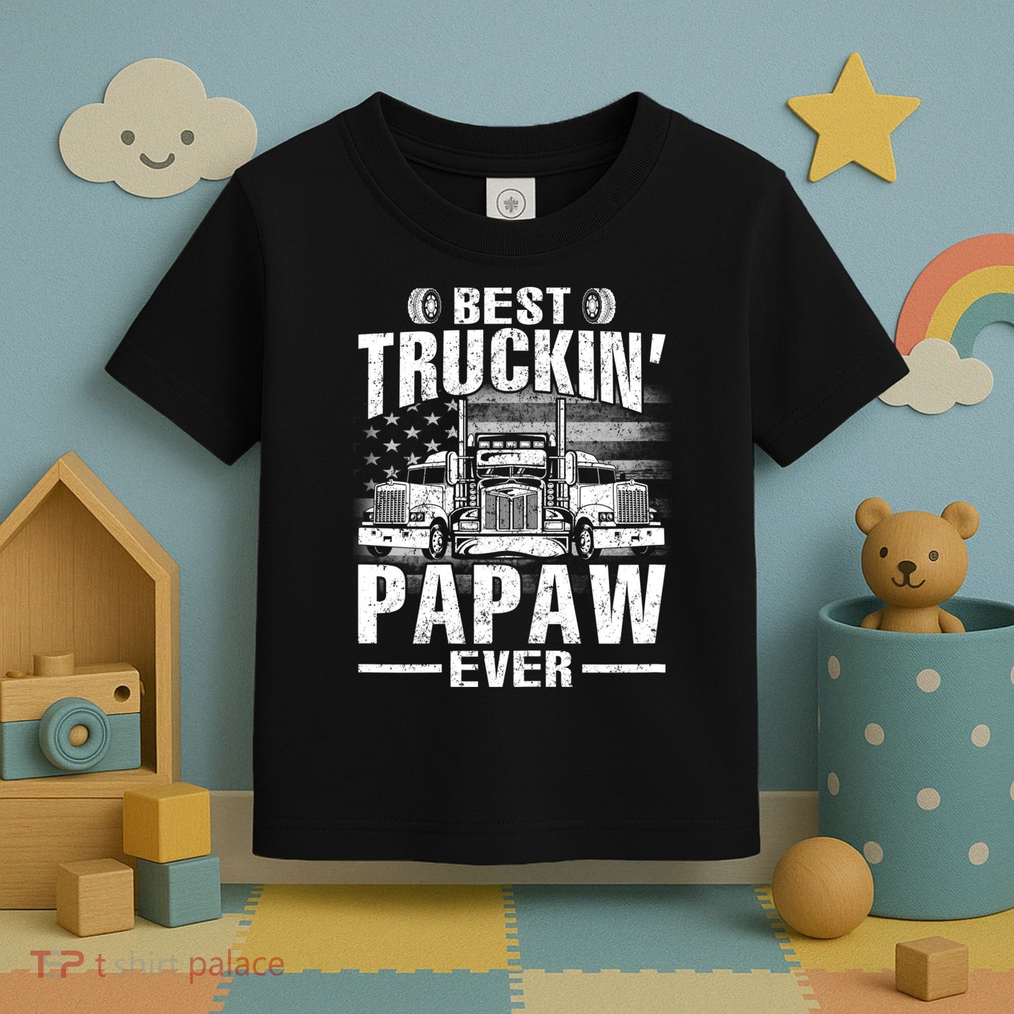 Best Truckin Papaw Ever Usa Flag Toddler T-Shirt