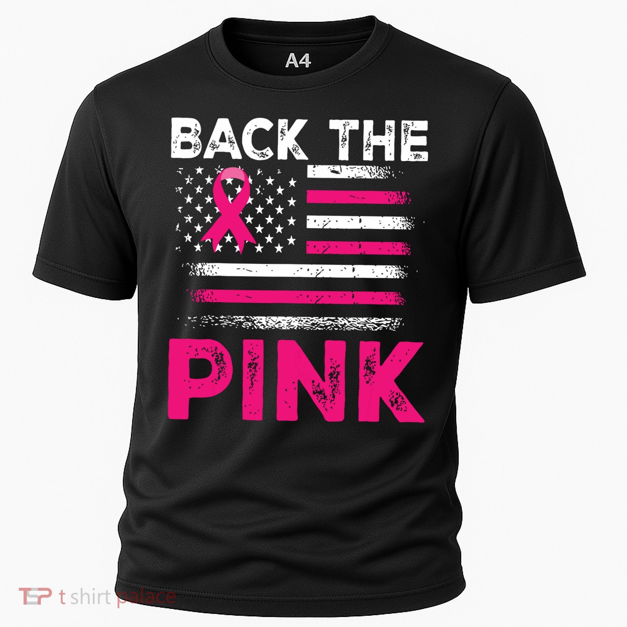 Back The Pink Ribbon Flag Breast Cancer Warrior Cooling Performance Crew T-Shirt