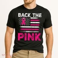 Back The Pink Ribbon Flag Breast Cancer Warrior Cooling Performance Crew T-Shirt thumb 2