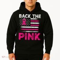 Back The Pink Ribbon Flag Breast Cancer Warrior Hoodie thumb 2