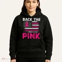 Back The Pink Ribbon Flag Breast Cancer Warrior Hoodie thumb 5