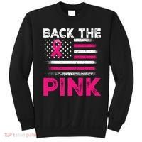 Back The Pink Ribbon Flag Breast Cancer Warrior Sweatshirt thumb 0