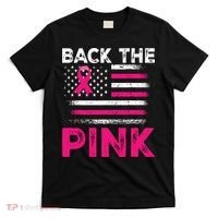 Back The Pink Ribbon Flag Breast Cancer Warrior T-Shirt thumb 0