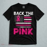Back The Pink Ribbon Flag Breast Cancer Warrior T-Shirt thumb 5