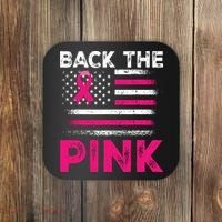 Back The Pink Ribbon Flag Breast Cancer Warrior Coaster thumb 0