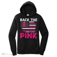 Back The Pink Ribbon Flag Breast Cancer Warrior Women's Hoodie thumb 0