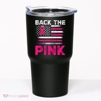 Back The Pink Ribbon Flag Breast Cancer Warrior Tumbler thumb 0