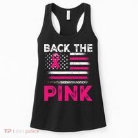Back The Pink Ribbon Flag Breast Cancer Warrior Women's Tank Top thumb 0