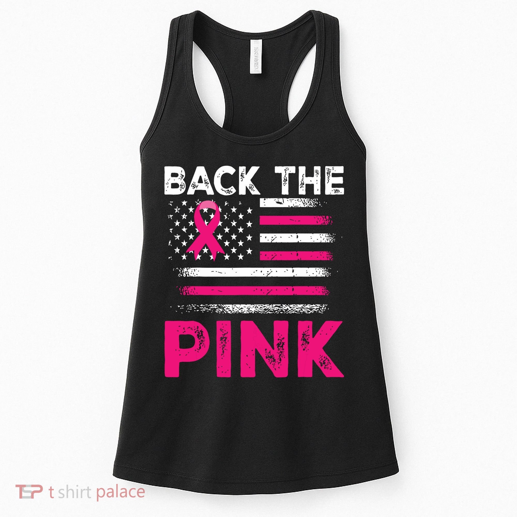 Back The Pink Ribbon Flag Breast Cancer Warrior Women's Tank Top