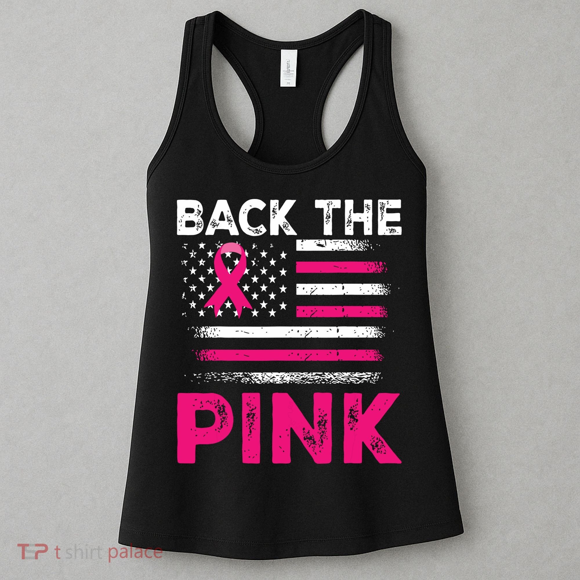 Back The Pink Ribbon Flag Breast Cancer Warrior Women's Tank Top