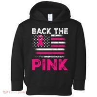 Back The Pink Ribbon Flag Breast Cancer Warrior Toddler Hoodie thumb 0