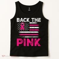 Back The Pink Ribbon Flag Breast Cancer Warrior Tank Top thumb 2