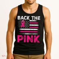 Back The Pink Ribbon Flag Breast Cancer Warrior Tank Top thumb 3