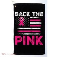 Back The Pink Ribbon Flag Breast Cancer Warrior Golf Towel thumb 0