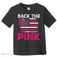 Back The Pink Ribbon Flag Breast Cancer Warrior Toddler T-Shirt thumb 0