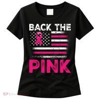 Back The Pink Ribbon Flag Breast Cancer Warrior Women's T-Shirt thumb 0