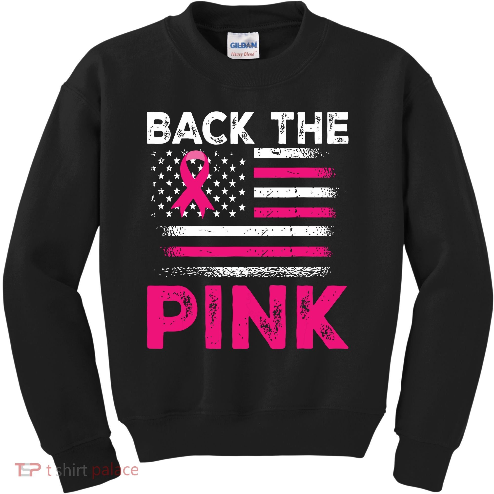 Back The Pink Ribbon Flag Breast Cancer Warrior Kids Sweatshirt