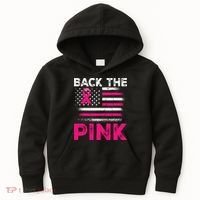 Back The Pink Ribbon Flag Breast Cancer Warrior Kids Hoodie thumb 0