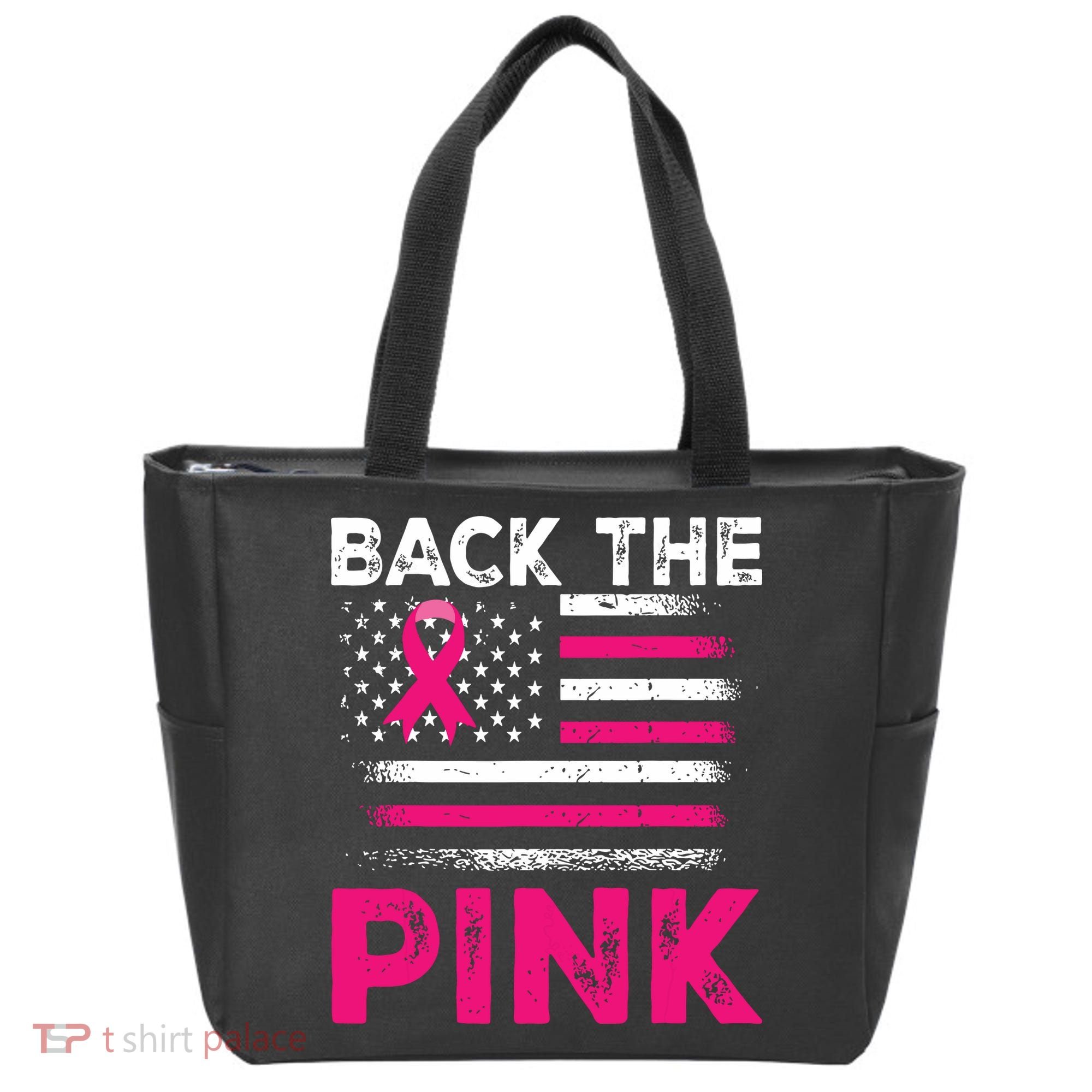 Back The Pink Ribbon Flag Breast Cancer Warrior Tote Bag