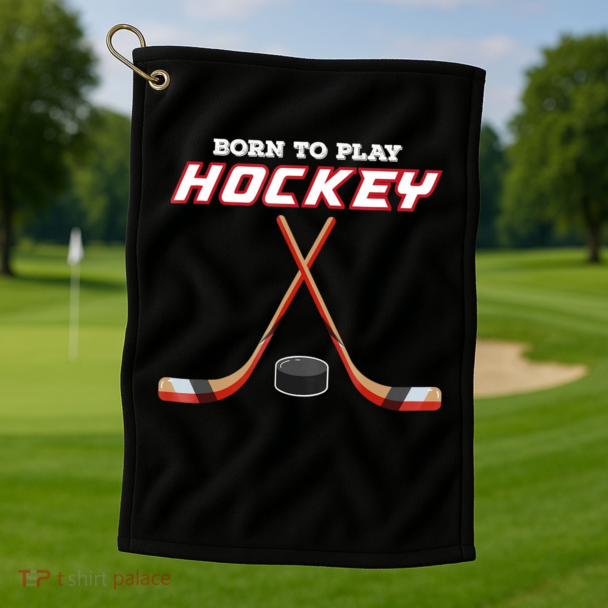 Born To Play Hockey Golf Towel