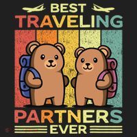 Best Traveling Partners Ever Travel Bear Traveling Couples Golf Towel thumb 3