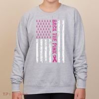 Back The Pink Flag We Wear In October Cancer Awareness Women's Sweatshirt thumb 0