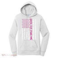 Back The Pink Flag We Wear In October Cancer Awareness Women's Hoodie thumb 0