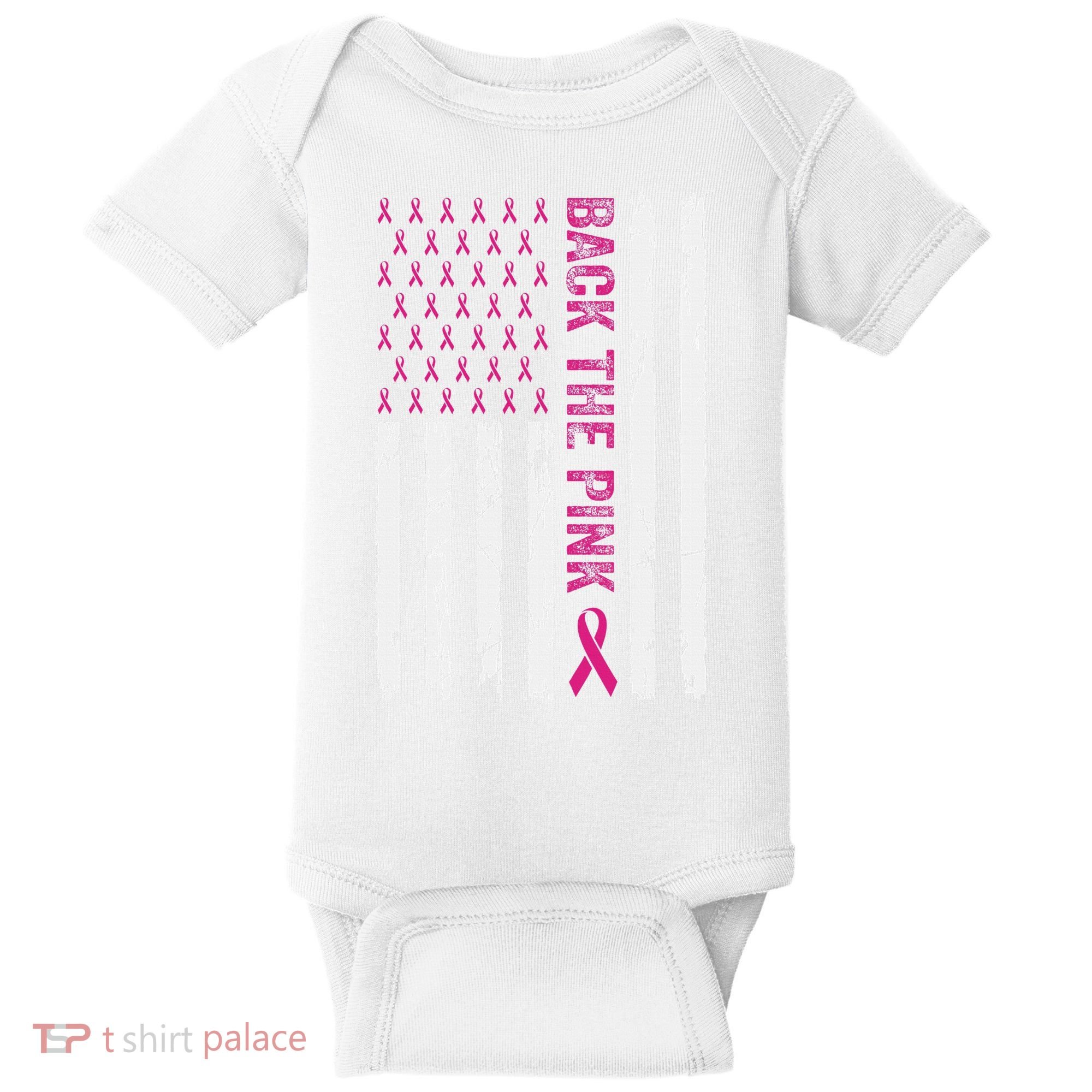 Back The Pink Flag We Wear In October Cancer Awareness Baby Bodysuit