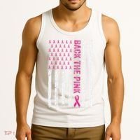 Back The Pink Flag We Wear In October Cancer Awareness Tank Top thumb 3