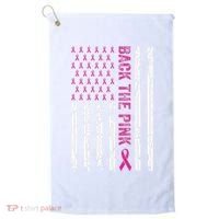 Back The Pink Flag We Wear In October Cancer Awareness Golf Towel thumb 0