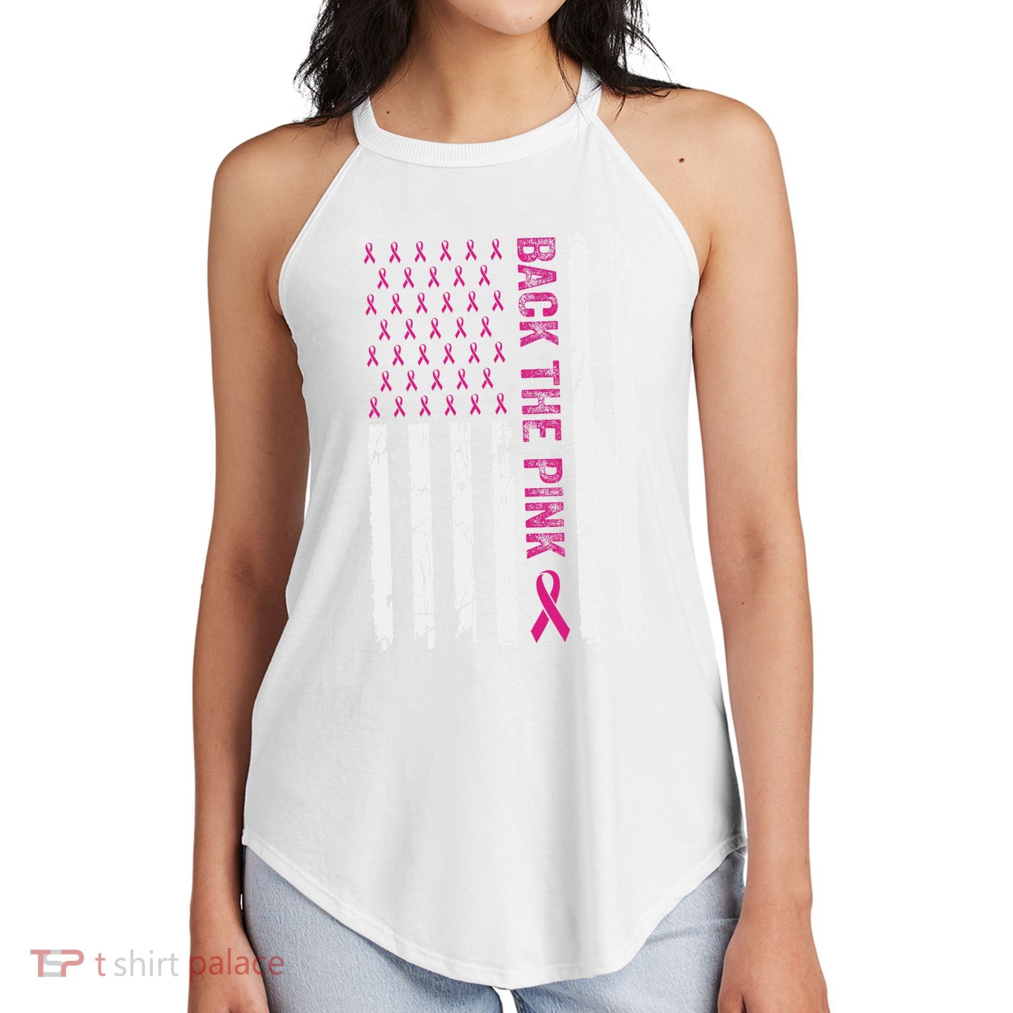 Back The Pink Flag We Wear In October Cancer Awareness Women's Perfect Tri Rocker Tank