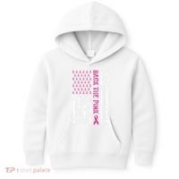 Back The Pink Flag We Wear In October Cancer Awareness Kids Hoodie thumb 0