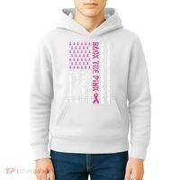 Back The Pink Flag We Wear In October Cancer Awareness Kids Hoodie thumb 4