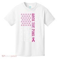 Back The Pink Flag We Wear In October Cancer Awareness Kids T-Shirt thumb 0