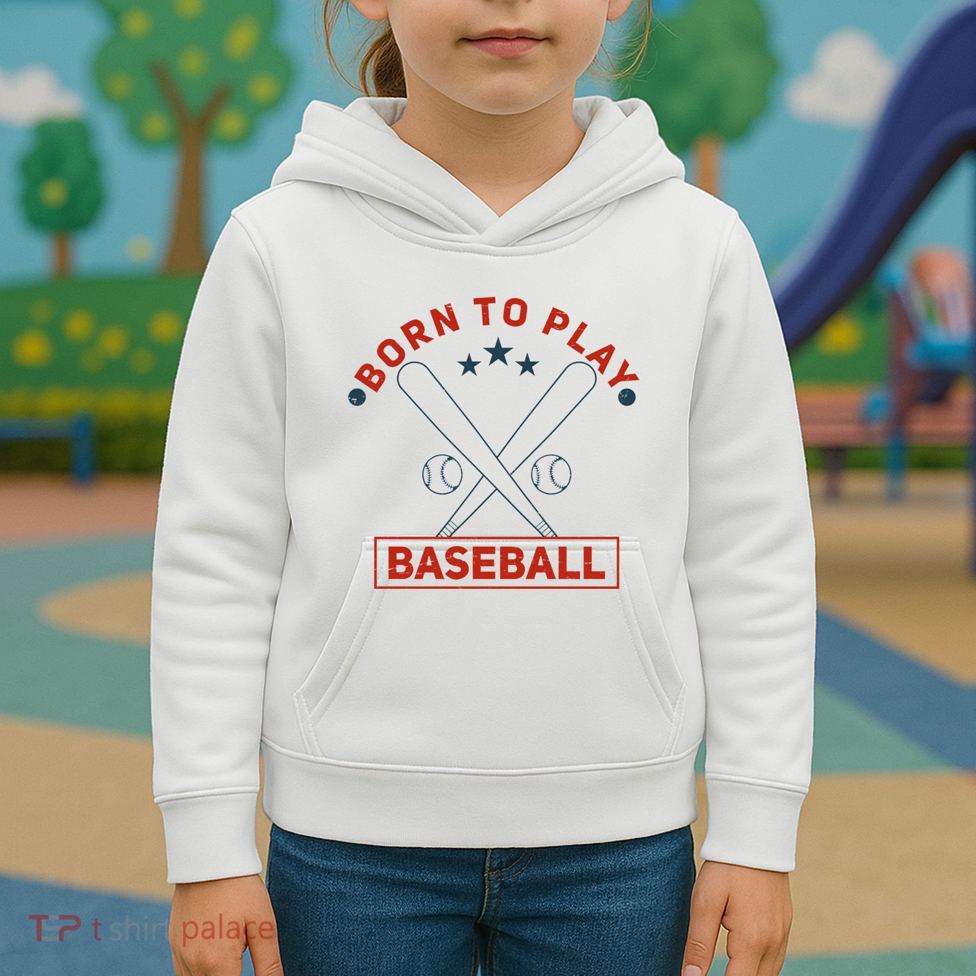 Born To Play Baseball Kids Hoodie