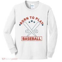 Born To Play Baseball Kids Long Sleeve Shirt thumb 0