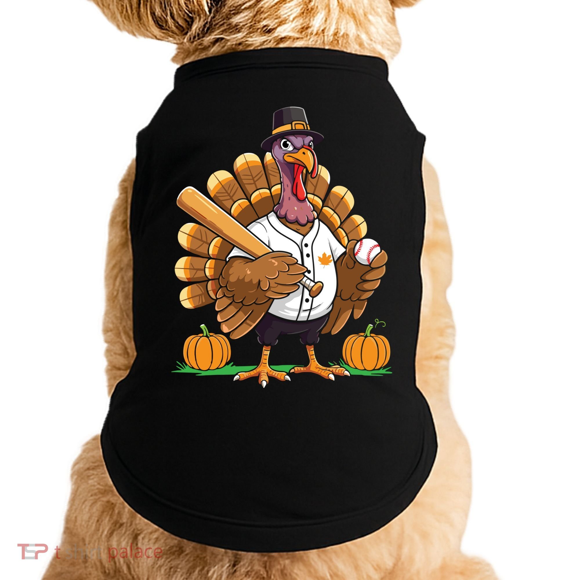 Baseball Turkey Pilgrim Thanksgiving Pumpkin Meaningful Gift Doggie Tank
