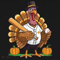 Baseball Turkey Pilgrim Thanksgiving Pumpkin Meaningful Gift Bucket Hat thumb 4