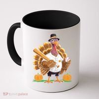 Baseball Turkey Pilgrim Thanksgiving Pumpkin Meaningful Gift Coffee Mug thumb 0