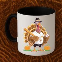 Baseball Turkey Pilgrim Thanksgiving Pumpkin Meaningful Gift Coffee Mug thumb 2
