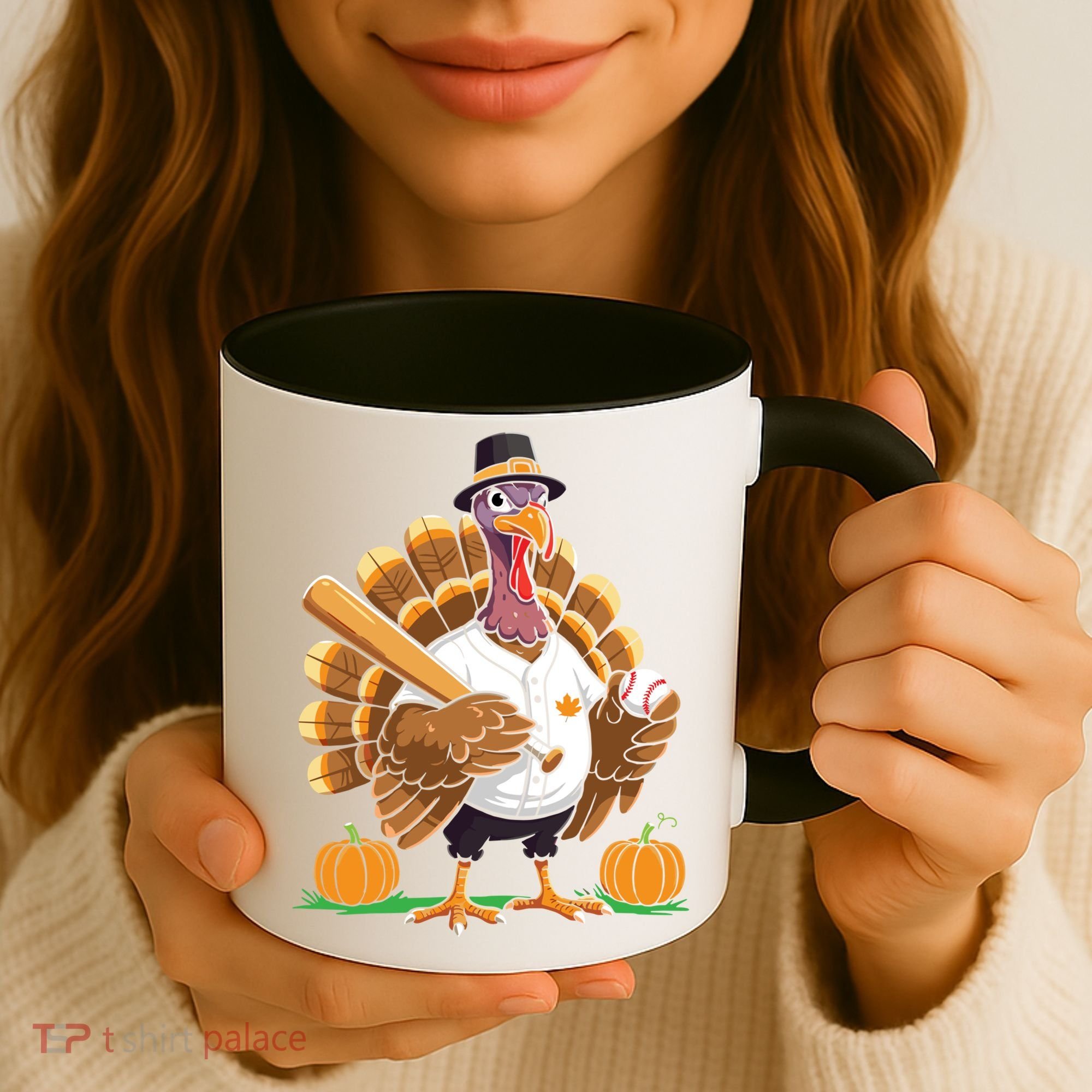Baseball Turkey Pilgrim Thanksgiving Pumpkin Meaningful Gift Coffee Mug