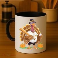 Baseball Turkey Pilgrim Thanksgiving Pumpkin Meaningful Gift Coffee Mug thumb 4