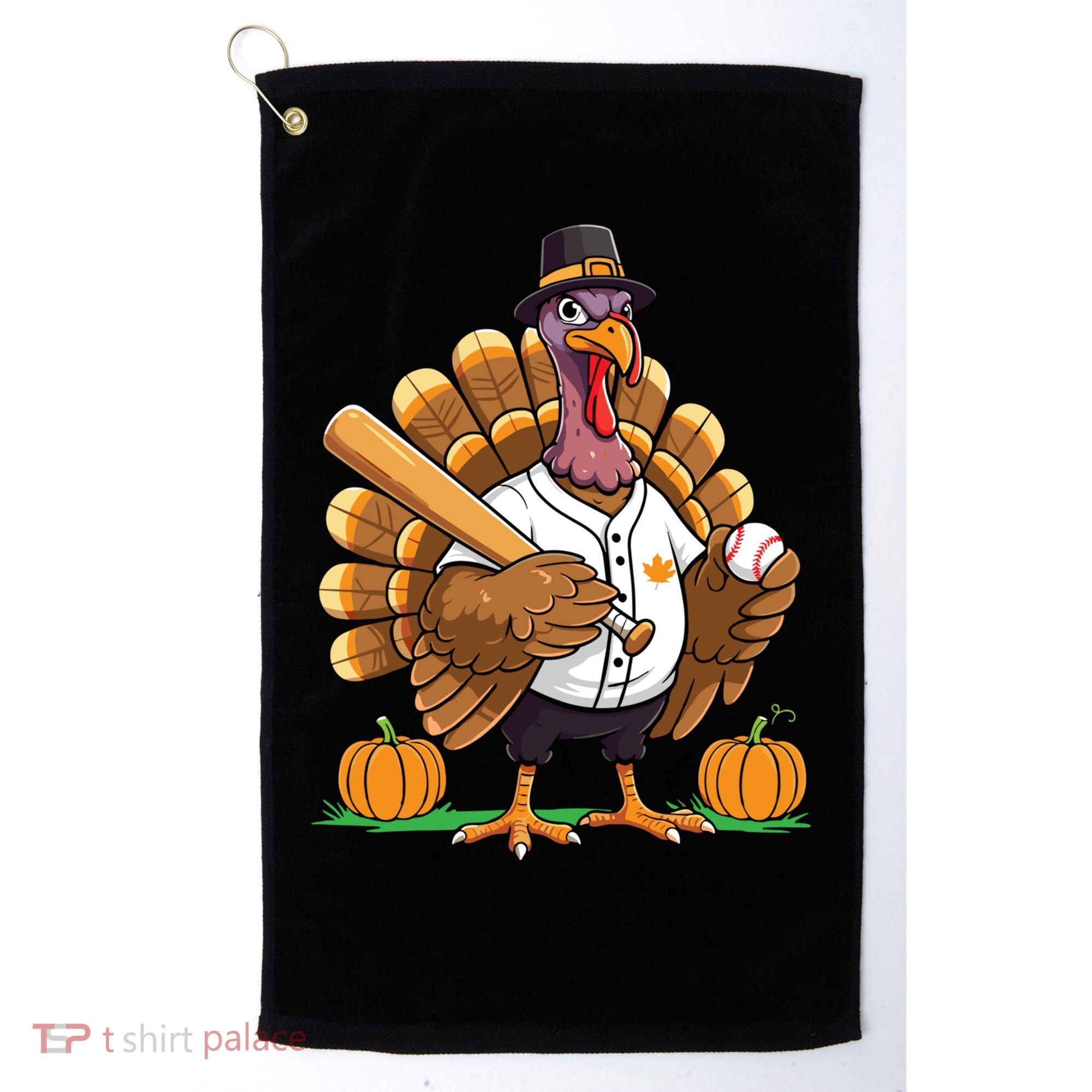 Baseball Turkey Pilgrim Thanksgiving Pumpkin Meaningful Gift Golf Towel